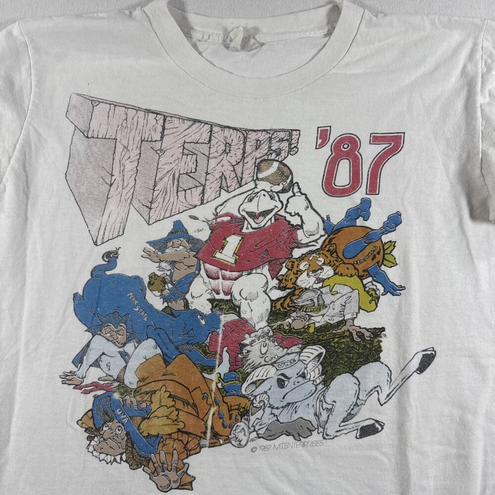 Vintage University Of Maryland Terrapins Terps 1987 Single Stitch USA NCAA Med